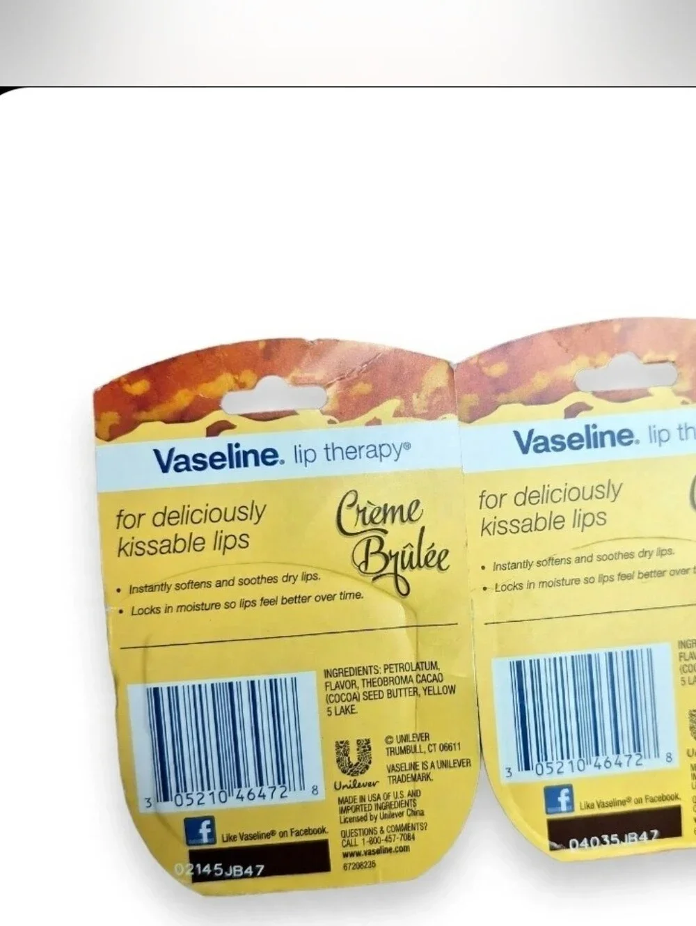 Vaseline Lip Therapy Crème Brûlée Limited Edition Lip Balm 2-Pack NEW Sealed
